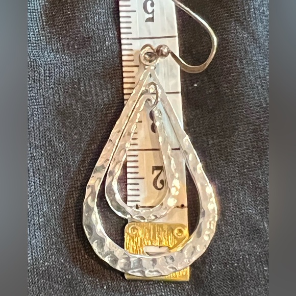 Sterling Wire Hammered Hoop Earrings - Picture 3 of 5